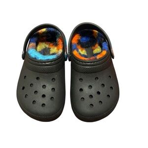 Crocs Kids Classic Lined Spray Dyed Clogs Black Child Size 10